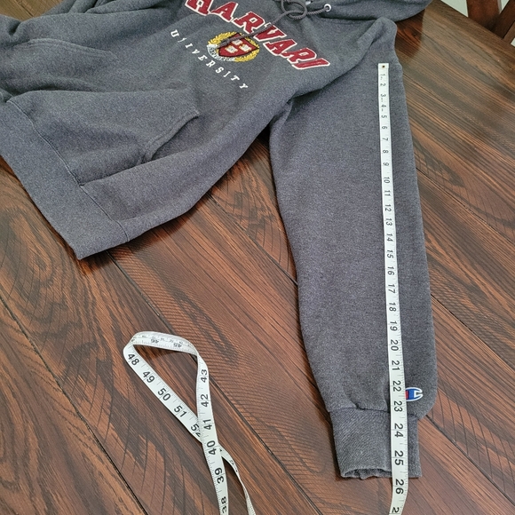 CHAMPION Harvard Hoodie Size M Gray Sweatshirt Academia Preppy Collegiate - Picture 11 of 12